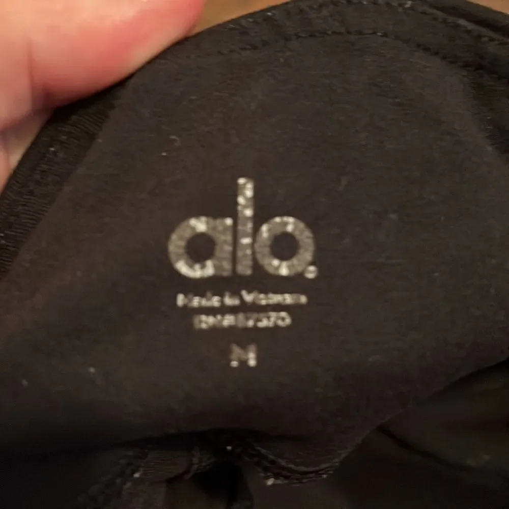 Alo Black High Waisted Motto Ribbed Mesh Athletic Leggings